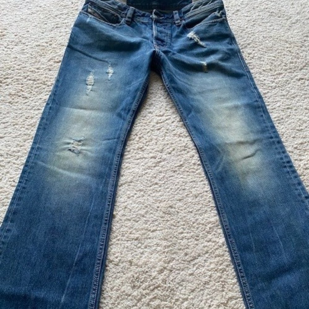 Diesel New Fanker Bootcut Factory Distressed 29x30 Jeans 0075I Wash